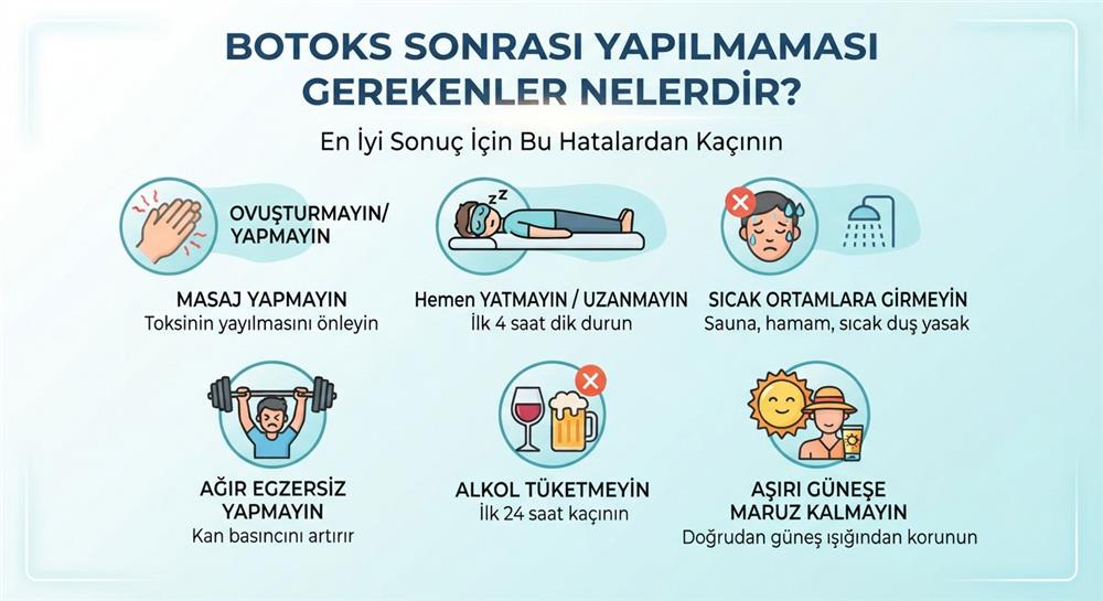 Botoks Sonrası Yapılmaması Gerekenler Nelerdir
Botoks Sonrası Yapılmaması Gerekenler Nelerdir